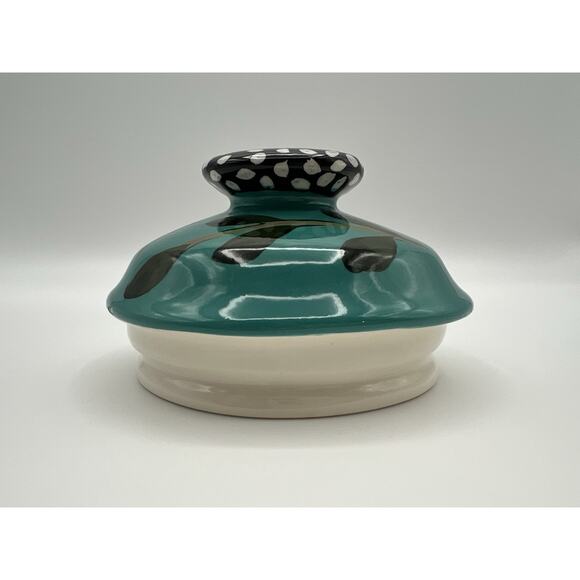 Droll Designs Hand Painted Pear Fruit Art Pottery Large 12” Lidded Canister - Picture 8 of 13